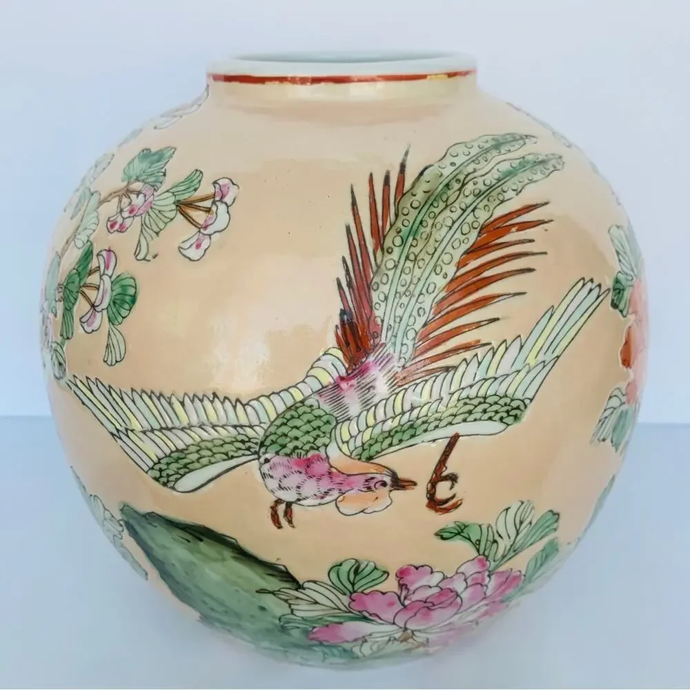 Antique Chinese Famille Rose Porcelain Phoenix Birds Ginger Jar vase - Picture 2 of 13